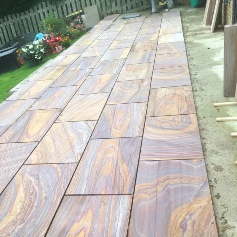 Rainbow Multicolour Sandstone Paving Slabs thumbnail 2